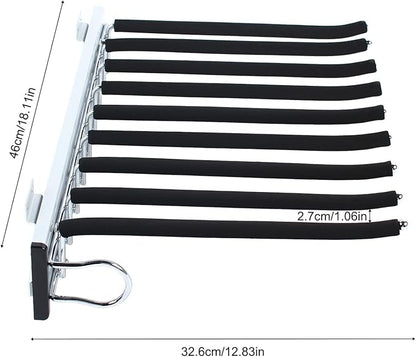 Heavy Duty Pull Out Sliding Trousers Pants Hanger 9 Scarf Tie Rack Closet Wardrobe Extendable Trousers Rack Jeans Rack Organizer