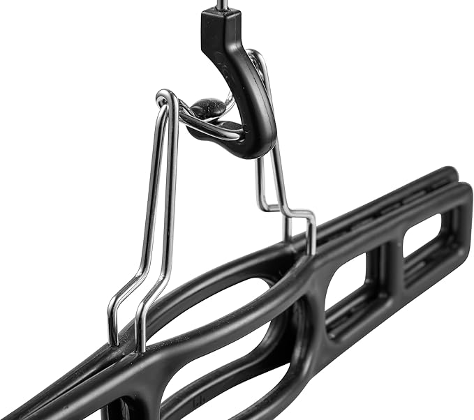 DEILSY™ Pants Hangers Skirt Hanger Pant with Locking Hook Versatile Skirt Hangers for Closet Organization Black Jean for Men and Women Heavy Duty 10 Pack