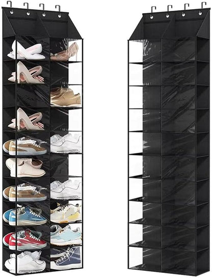 Over The Door Shoe Rack, 20 Large Pockets Over The Door Shoe Organizer 10 Tier Oxford Fabric Hanging Shoe Storage Organizer With 4 Metal Hook Over The Door Hanging Organizer