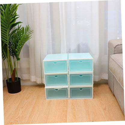 Alipis 6pcs Thicken Stackable Shoe Storage Box White Frame for Men Plastic Container for Organizing Sneakers and Footwear for Closets and Entryways
