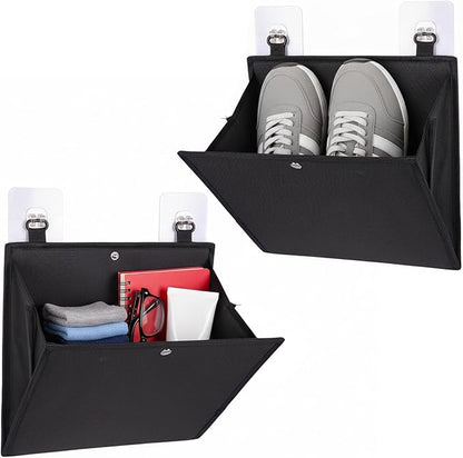 2-Packs Over The Door Organizer - Foldable Hanging Storage Rack with Adhesive Hooks for Shoes, Toiletries | No Drill Space Saver for Narrow Doors in RV, Dorm, Bathroom, Closet (2PCS)