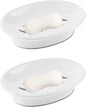 Soap Holder Storage Rack Plastic Dish 2-Pack With Drain Easy Cleaning Saver Dry Stop Mushy Tray for Shower Bathroom
