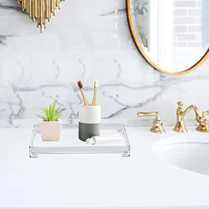 Vanity Bathroom Tray, Acrylic Rectangle Decorative Catchall Organizer Storage Tray (Medium-Clear)