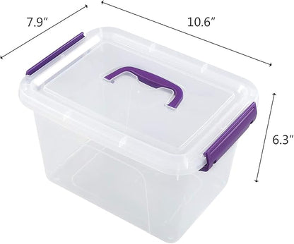 6 Quart Plastic Storage Box with Lids and Handles, 6 Packs
