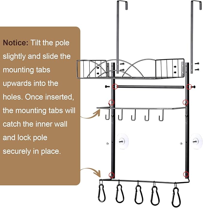 Metal Over Door Hat Rack for Baseball Caps- 3 Tier Wall Mounted Hat Rack with a Metal Basket, 5 Hooks and 5 Movable Hooks Design, Holds up to 40 Caps for Door, Bedroom & Closet