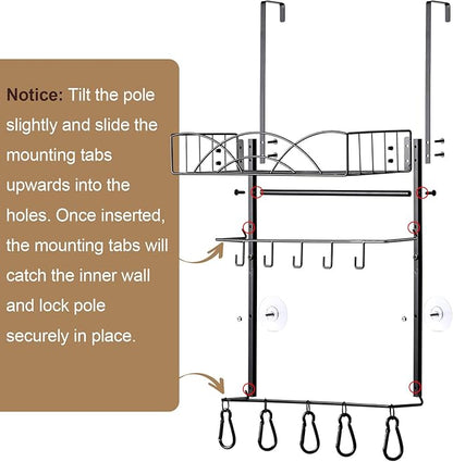 Metal Over Door Hat Rack for Baseball Caps- 3 Tier Wall Mounted Hat Rack with a Metal Basket, 5 Hooks and 5 Movable Hooks Design, Holds up to 40 Caps for Door, Bedroom & Closet