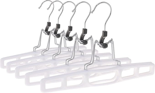Premium Skirt Hangers 60-Pack - Thin Space-Saving Skirt Hanger Set with Clamp, Pant Hanger, Shorts Hangers with Heavy-Duty Locking Clasp, Multipurpose Quality Jean Hangers Set (White, 60)