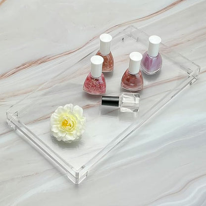 Vanity Bathroom Tray, Acrylic Rectangle Decorative Catchall Organizer Storage Tray (Large-Clear)