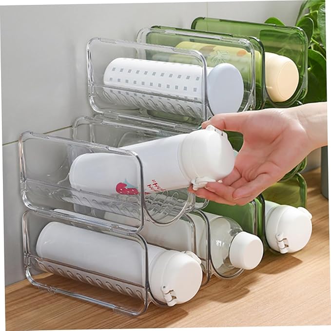 Zerodeko 4pcs Stackable Water Bottle Organizer Rack for Kitchen Cabinets and Stylish Storage for Bottles and Vacuum Containers