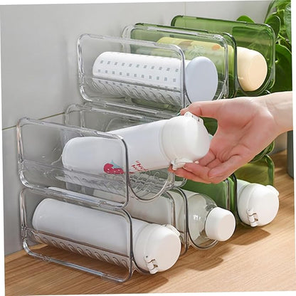 Zerodeko 4pcs Stackable Water Bottle Organizer Rack for Kitchen Cabinets and Stylish Storage for Bottles and Vacuum Containers