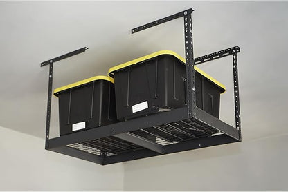 Klutch Garage Overhead Storage Rack with Adjustable Height, 48in.L x 24in.D, 23in.–37in.H