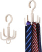 Space-Saving Tie Hanger, Small Space Storage and Organizer, 2 Piece Set, 360° Rotatable Portable Closet Organizers for Belt, Scarf, Bras, Tank top, Purses Etc(Beige)
