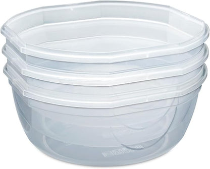 Sterilite Ultra-Seal 8.1 Qt Bowl, Large Airtight Food Storage Container, Latching Lid, Microwave and Dishwasher Safe, Clear With Red Gasket, 8-Pack
