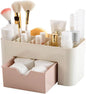 Tabletop Cosmetic Organizer, Spacious Plastic Jewelry Storage Box with Drawer Multicompartment Makeup Display Case for Dressing Table Bathroom