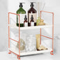 FSyueyun 2-Tier Bathroom Countertop Organizer, Tool-Less Installation Premium Plastics Makeup Shelf Organizer Perfume Skincare for Dresser Vanity Tray Organizers and Storage (Rose Gold)