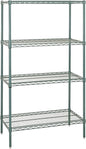 Quantum Storage Systems WR54-2130P-5 Wire Shelving Starter Kit, 30" W x 21" D x 54" H, 600 lbs Capacity, Carbon Steel, Epoxy Coated, Green, NSF