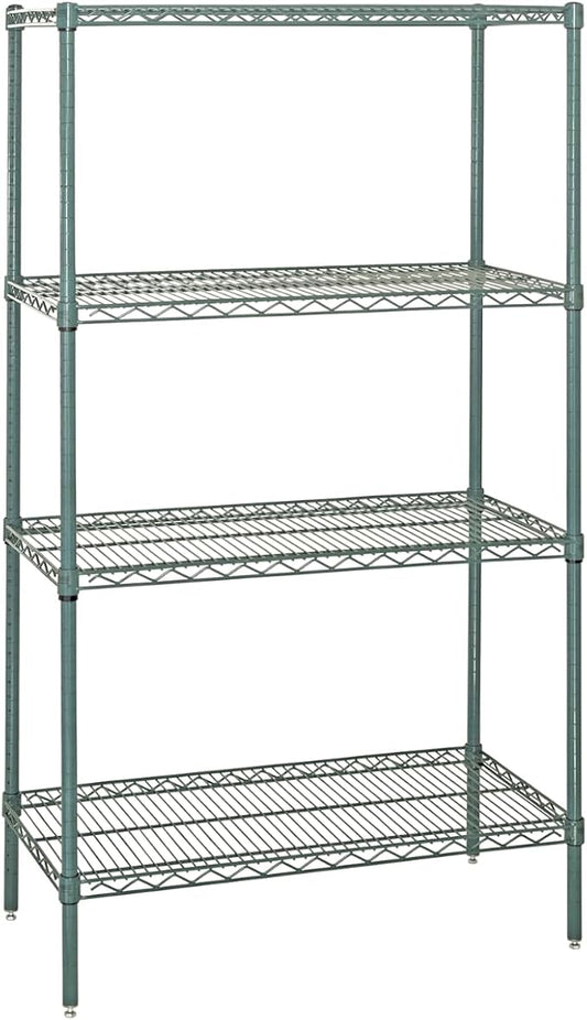 QUANTUM STORAGE SYSTEMS WR54-3042P Starter Kit Wire Shelves Green Epoxy 4 Shelves 54" H x 42" W x 30" D