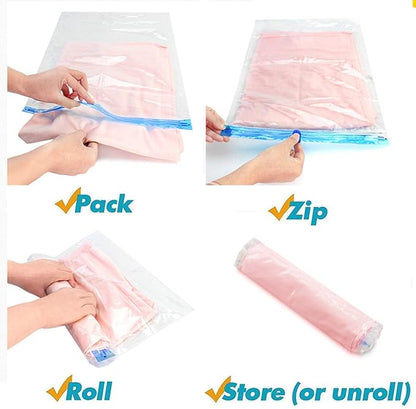 40 PACKs Medium Roll Up Travel Storage Bags Space Saver for luggage/suitcase