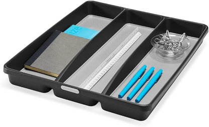 madesmart Classic Utensil Tray - Granite | CLASSIC COLLECTION | 3-Compartments | Kitchen Organizer | Non-slip Lining and Rubber Feet | Easy to Clean | BPA-Free Large