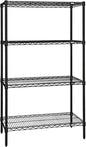 Quantum Storage Systems WR86-3060BK Wire Shelving Starter Kit, 60" W x 30" D x 86" H, 600 lbs Capacity, Carbon Steel, Epoxy Coated, Black, NSF