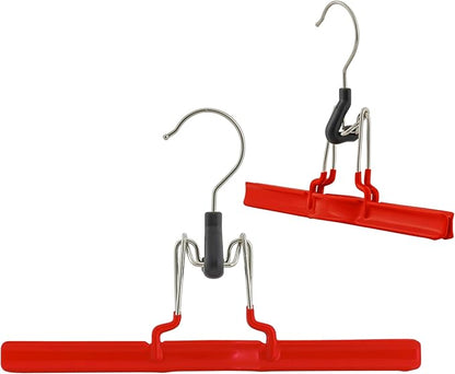 Mawa by Reston Lloyd Non-Slip Space Saving Clothes Hanger with Clamp for Pants and Skirts, Style M/26, Set of 2, Red