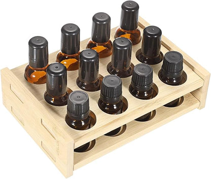 Hipiwe Essential Oils Racks Display Stand 12 Slots Essential Oil Bottle Organizer Tabletop Storage Rack for 15ml 10ml 5ml Bottles Rollerball Lipstick Holder Perfume Nail Polish Shelf