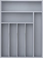 Bamboo Silverware Organizer, Kitchen Drawer Organizer, Utensil Holder, Cutlery Tray & Spoon Flatware Storage with Grooved Drawer Dividers (Grey, 12.5''W x 16.5''D)