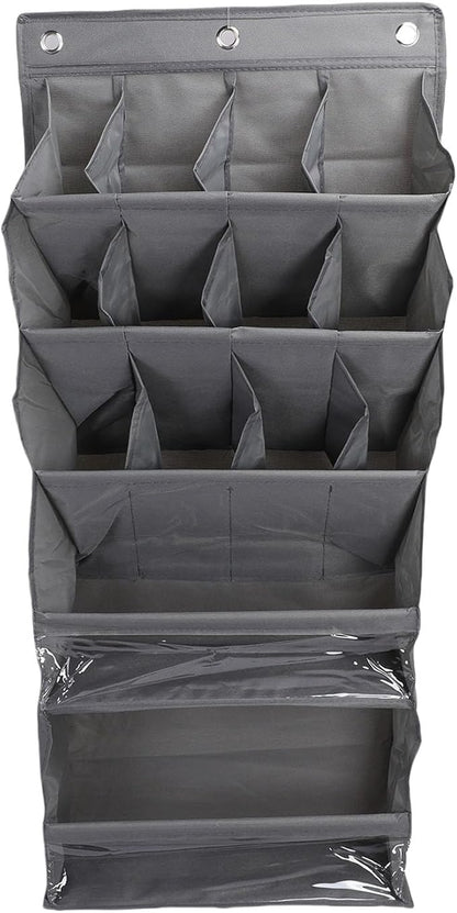 Over The Door Shoe Bag Space Saving Hanging Storage Holder Vertical Organizer with 16 Pockets for Closet Bathroom Dorm Entryway (Gray)
