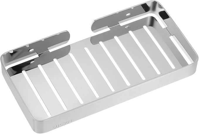 uxcell Soap Dish Holder, 304 Stainless Steel Soap Bar, Wall Mounted Soap Tray with Installation Kits, Soap Saver for Shower Wall Kitchen Counter (Silver)