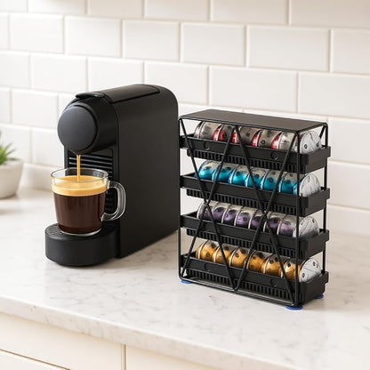 coffee Pod Holder 4 Tier Coffee Pod Holder For Countertop With 32 pods,Black 1pcs