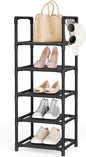 LANTEFUL Narrow Shoe Rack 5 Tier Shoe Shelf Storage for 5-10 Pairs Shoe and Boot, Sturdy Shoe Storage Space Saving Corner Shoe Rack Organizer for Closet, Entryway, Living Room, Black