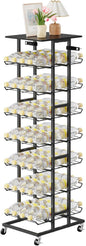 Water Bottle Storage Rack - 7 Tier Free Standing Organizer With Wheels, Mobile Bottled Holder Stand for Floor, Space Saver Metal Beverage Soda Drink Shelf for Kitchen, Outdoor Party