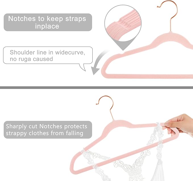 MIZGI Kids Velvet Hangers,Non-Slip Big Kids Hangers,14 Inch Hangers for Youth,Teen Clothes,Pack of 50（Blush Pink）