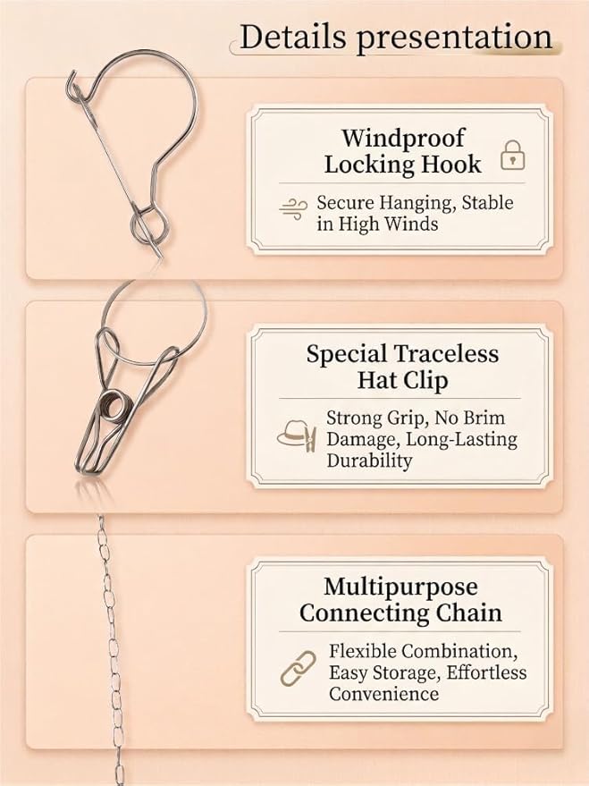 Closet Hat Organizer with 30 Clips, Foldable Hanging Storage Rack for Baseball Caps, Hat Rack