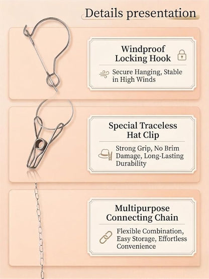 Closet Hat Organizer with 30 Clips, Foldable Hanging Storage Rack for Baseball Caps, Hat Rack