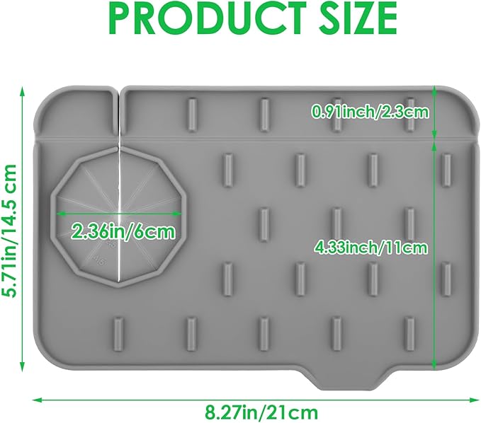 Dimeho Sink Faucet Splash Guard Mat Silicone Soap Dish Pad Faucet Handle Drip Catch Sponge Holder Sink Protector Trays for Bathroom Kitchen Countertop Gadgets Accessories