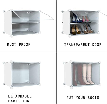 Shoe Rack Organizer, 48 Pair Shoe Storage Cabinet with Door Expandable Plastic Shoe Shelves for Closet,Entryway,Hallway,Bedroom