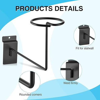Kigley 12 Pcs Hat Display Wall Mount, Metal Hat Helmet Rack Retail Store Display Shelves Organizer, Slat Wall Accessories for Home Retail Shop Racks Craft Show Garage (Black)