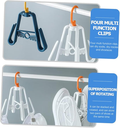 Garneck 3pcs Foldable Hanging Shoe Rack Multi-functional Drying Storage Organizer for Sandals Slippers and Shoes Space-saving Design Multi-hook for Quick Drying and Efficient Storage