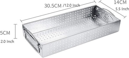 Large Silverware Drawer Organizer, 304 Stainless Steel Mesh Utensil Organizer for Kitchen Drawers Organizer Metal Flatware Tray for Knives, Spoons,Cosmetic - 12.0x5.5X2.0 Inch