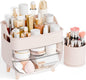 Yieach Pink Make up Organizer for Countertop,Vanity,Large Capacity Bathroom Makeup Skincare Organizers With Brush Holder,Makeup Storage Organizer for Lotion,Beauty Products,Skin Care,Makeup Display