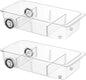 Attelite RollOut Refrigerator Drawer Organizer and Storage Clear Design with Dividers, Fridge Organizer on Wheels, Upgrade Thick Plastic Pantry Storage Bins, Kitchen Organization 2 Set