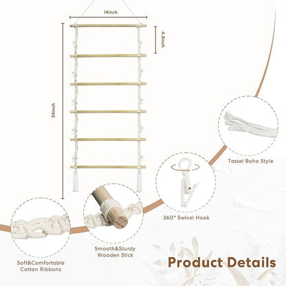 Macrame Claw Clip Organizer with Hooks, Hanging Hair Clip Holder and Storage for Women Girls, Wall, Door, Closet