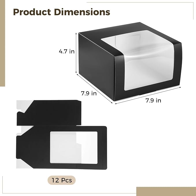 12 Pcs Cap Box with Window Display, Hat Storage Boxes, Sturdy Paper Hat Boxes, Display Boxes for Baseball Caps, Fold Packing Boxes for Home Storage, 7.9×7.9×4.7"