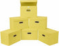 STOREONE Fabric Storage Cube Bins Foldable Organizer Container Collapsible Basket with Lids and Metal Handles, for Home, Bedroom, Closet 6 Pcs (multicolour-yellow)
