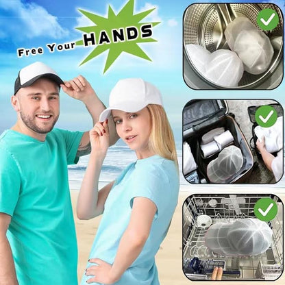 Hat Washer Cage for Washing Machine, Cap Washer with Mesh Bags, Hat Washer for Baseball Caps, Hat Cleaner/Cleaning Protector Cage (White - 2 Pack)