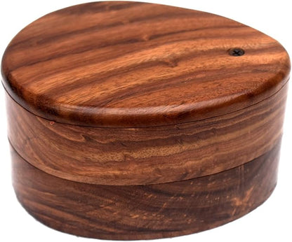Wooden Salt Box & Pepper Storage Bowls With Swivel Lid Container And Pepper Boxes,Double Swivel Wooden Spice Box/Dabba Racks For Kitchen,Size: 5.75 X 4 X 3.75 Inch,400 Milliliter - Brown