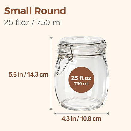 ComSaf 6-Pack 25oz Round Glass Mason Jars with Lids, Airtight Canning Jars for Preserving & Pickling, Multi-Purpose Storage Containers for Kitchen, Bathroom & Laundry, Ideal Housewarming Gift Set