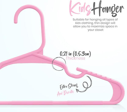 Utopia Home 20 Pack Kids Hangers - 11.5 Inch Plastic Baby Hangers for Closet - Children Hanger for Clothes - Infant Hanger for Closet - Everyday Standard Use (Baby Pink)