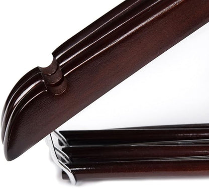 Quality Hangers Wooden Hangers Beautiful Sturdy Suit Coat Hangers with Locking Bar Mahogany (5)
